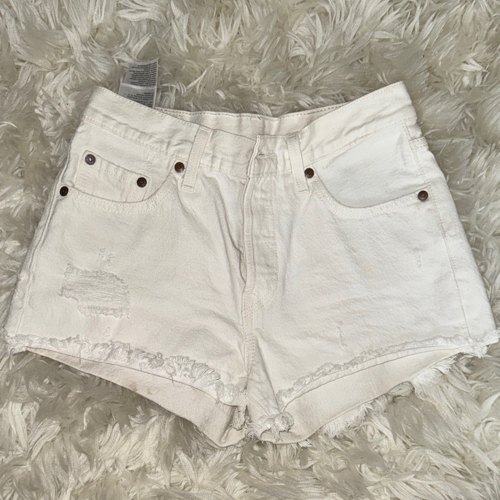 Levi’s Women's White Distressed Denim Shorts
